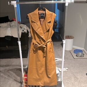 Bagatelle Brown Faux Leather Sleeveless Coat